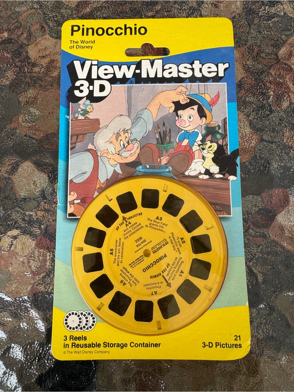 1988 Tyco View Master 3D Pinocchio World of Disney Reels 3052 New Sealed 3 Reels